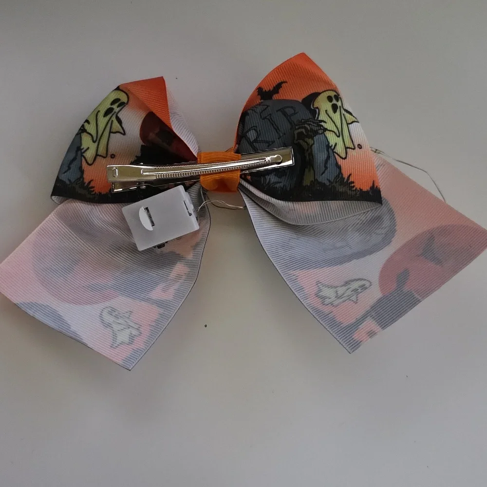 Handmade Halloween Ghost Light Up Hair Clip Bow, #2